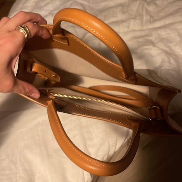 Authentic Celine Canvas Tote Small in Natural with Tan Trim Shoulder Handbag - Picture 5 of 6